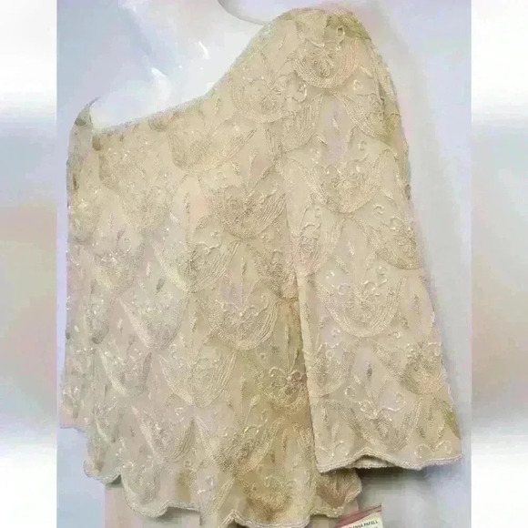 Adrianna Papell Occasions 2 Pc Set Beaded Flower Bskt skirt Beige Sz 8P $160 - Picture 5 of 16